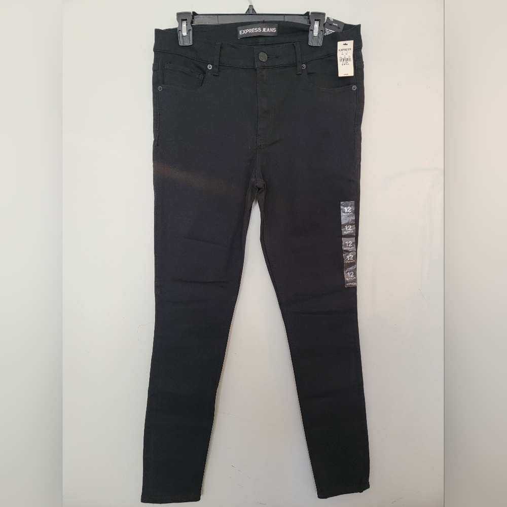 Express Black Legging High Rise Jeans, Size 12R New With Tags